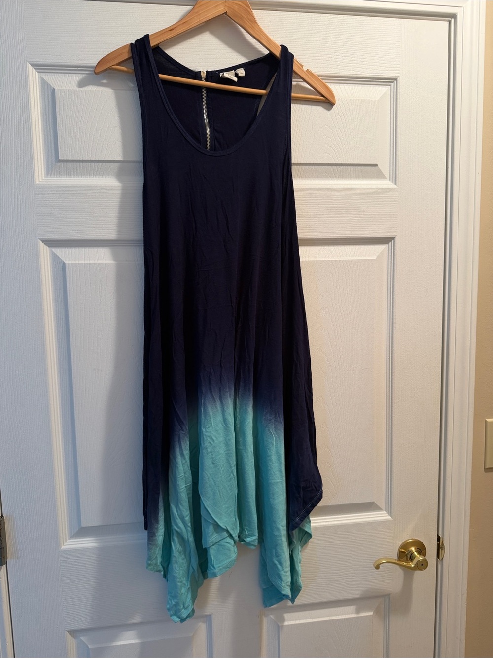 Saint Tropez West Womens Stretch Ombre Scoop Neck Zip Up Tank Dress Size L